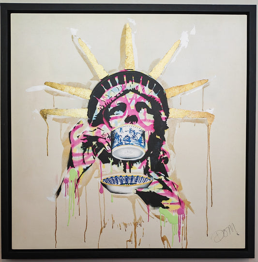 DOM PATTINSON Signed Framed Limited Edition Box Canvas “Liber‑tea” 56/195