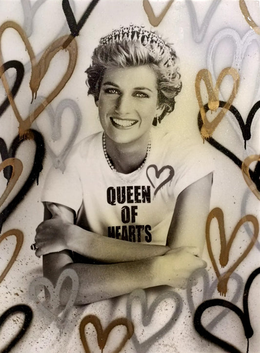 Mr Sly Large Original Mixed Media Princess Diana Queen of Hearts OOAK