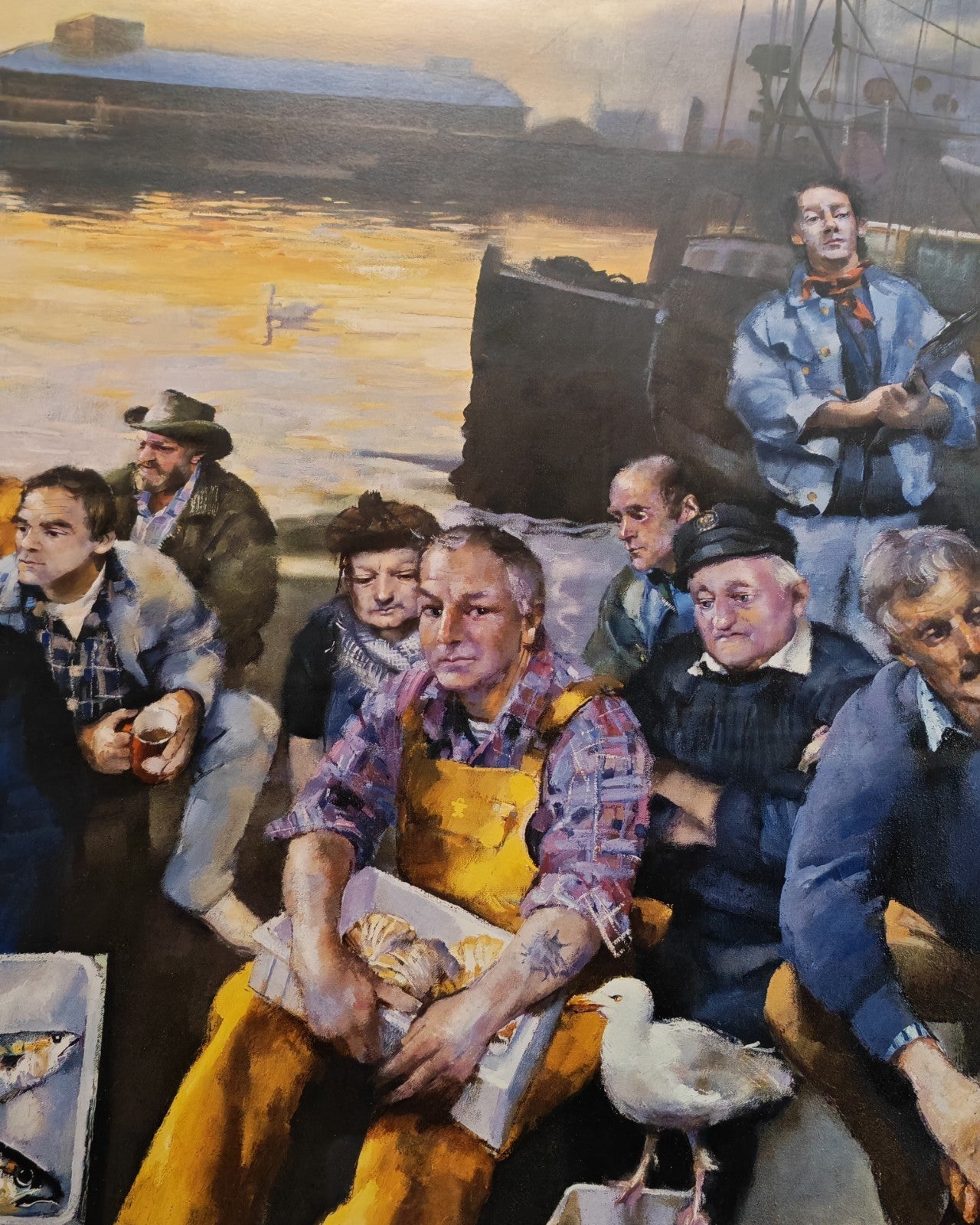 Framed limited edition artwork "Barbican Fishermen 2000" by Robert Lenkiewicz, signed, 3 of 20 prints, displayed in a decorative frame.