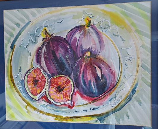 PENELOPE TIMMIS Signed Original Gouache Painting "Bowl of Figs"