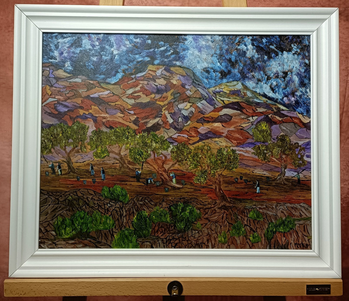 MARK REED Framed Original Oil on Board "The Olive Harvest"