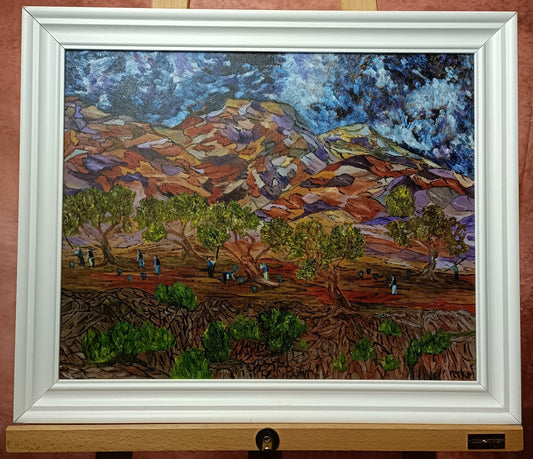 MARK REED Framed Original Oil on Board "The Olive Harvest"