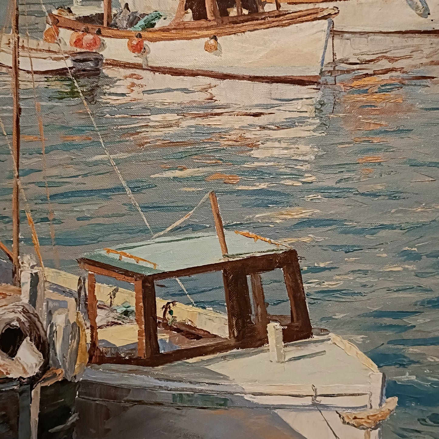 NANCY BAILEY (1913-2012) Framed Original Oil on Canvas "Fishing Boats St Ives"