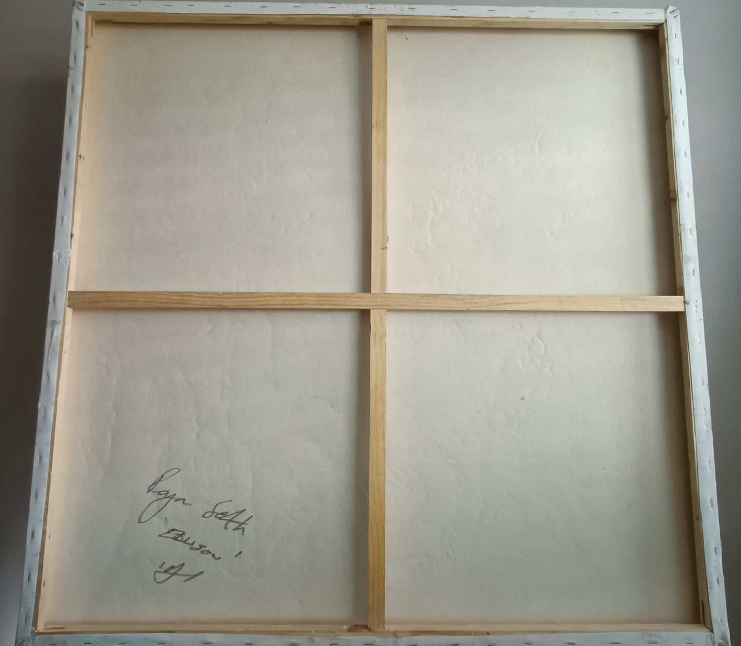 Large original mixed media abstract painting "Ellipse" by Rajan Seth, featuring bold shapes and vibrant colors.