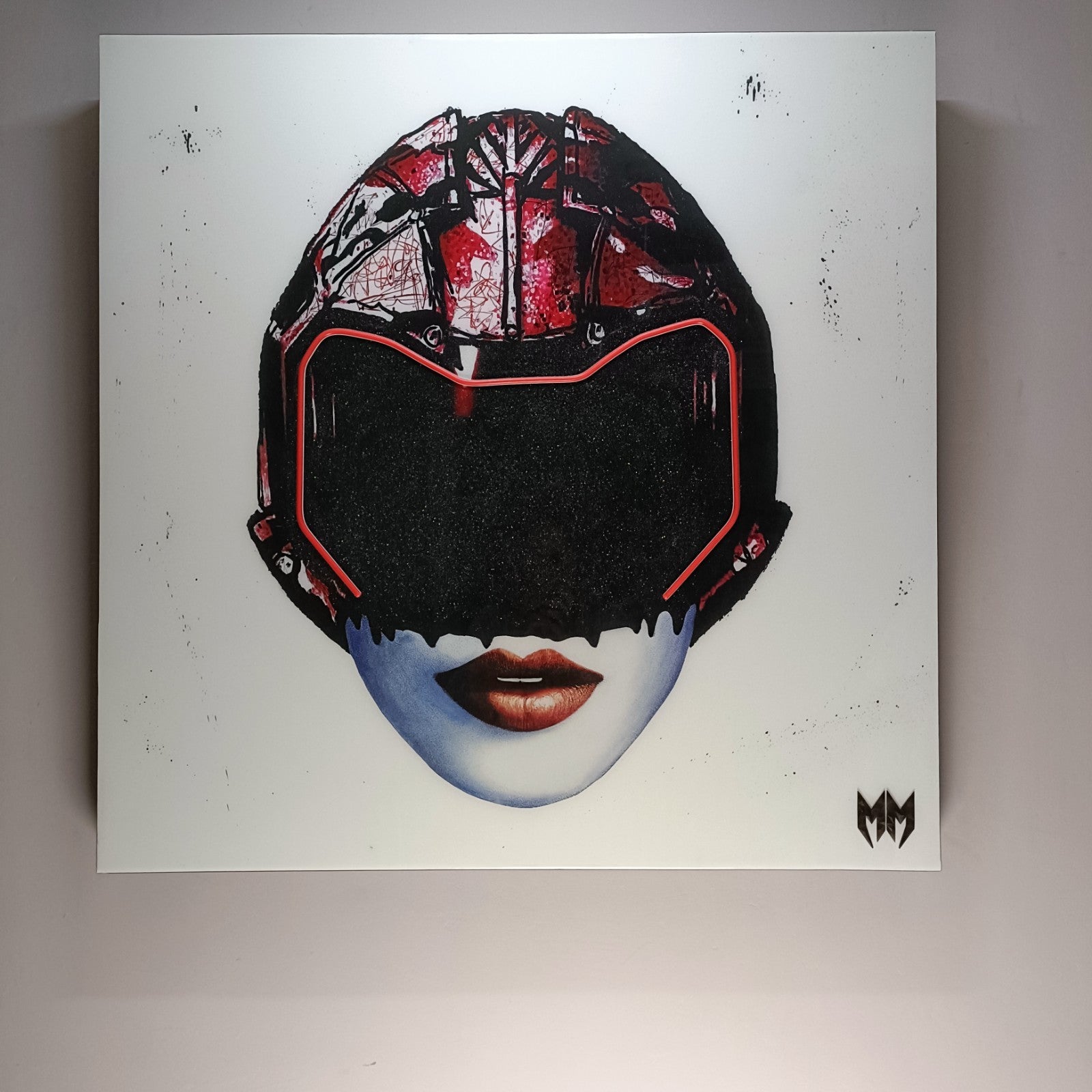 MAXIM large LED MM artwork "Girls Future (Red)" by Keith A Palmer, featuring vibrant red colors and bold design.
