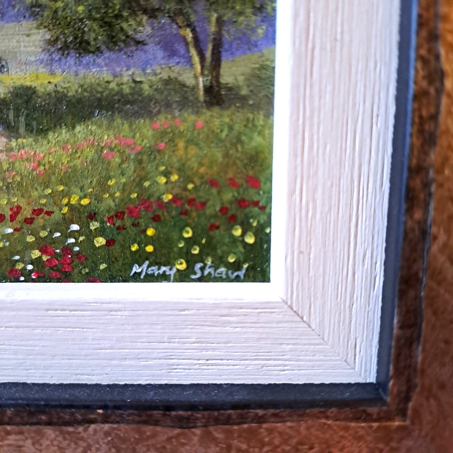 MARY SHAW Framed Original Miniature Oil Painting "Summer Meadow"