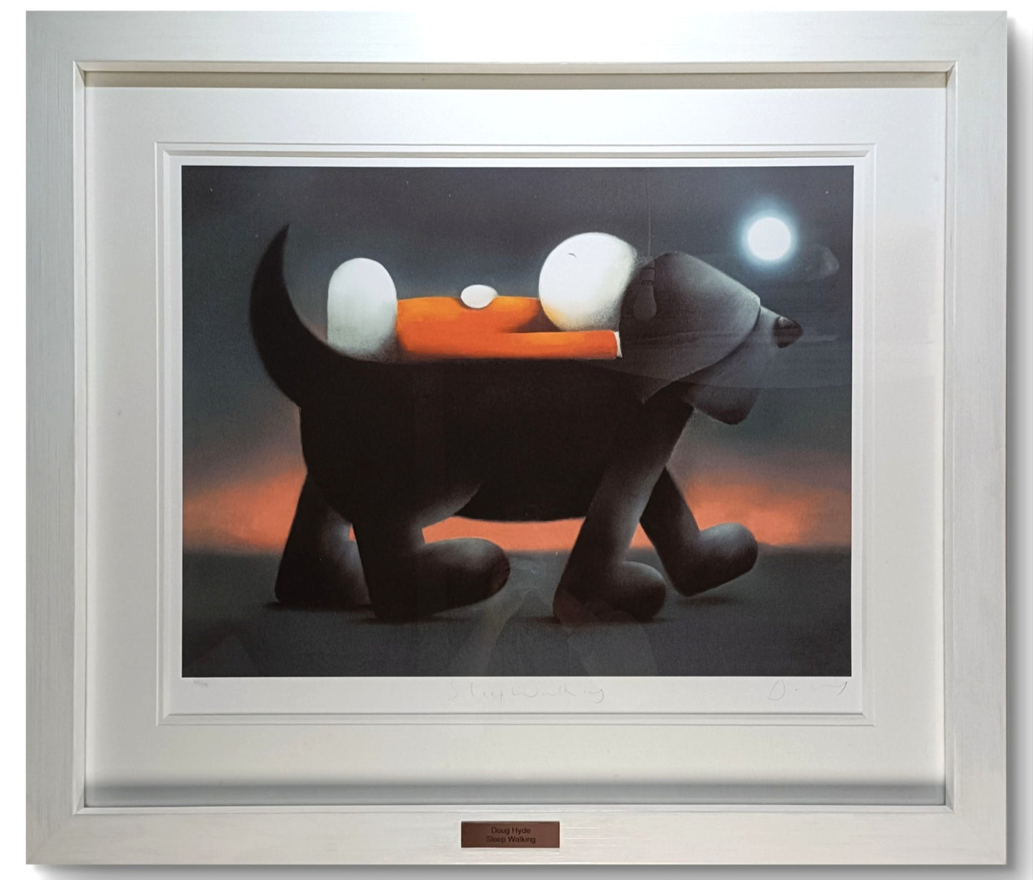 Rare signed framed art by Doug Hyde titled "Sleep Walking," limited edition 188/295, displayed in a decorative frame.
