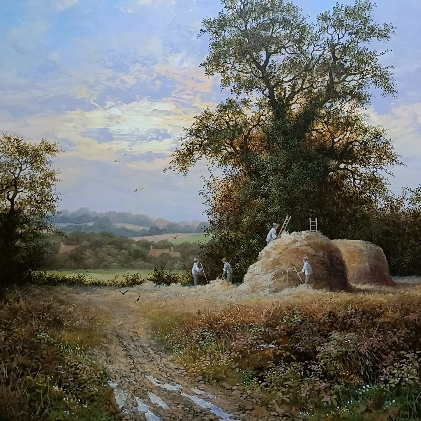 NOËL RIPLEY (b.1944) Signed Framed Original Oil Painting Haymaking