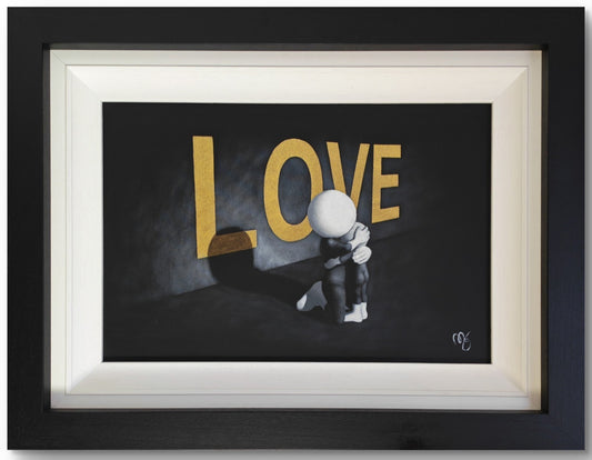 Original acrylic on canvas art by Mark Grieves titled "Love is Everything" featuring vibrant, expressive brushstrokes and colorful abstract design.