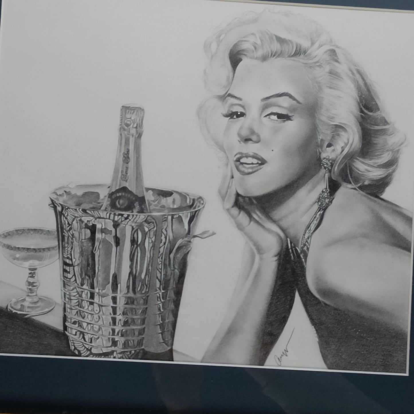 Signed Original Pencil Drawing of Marilyn Monroe