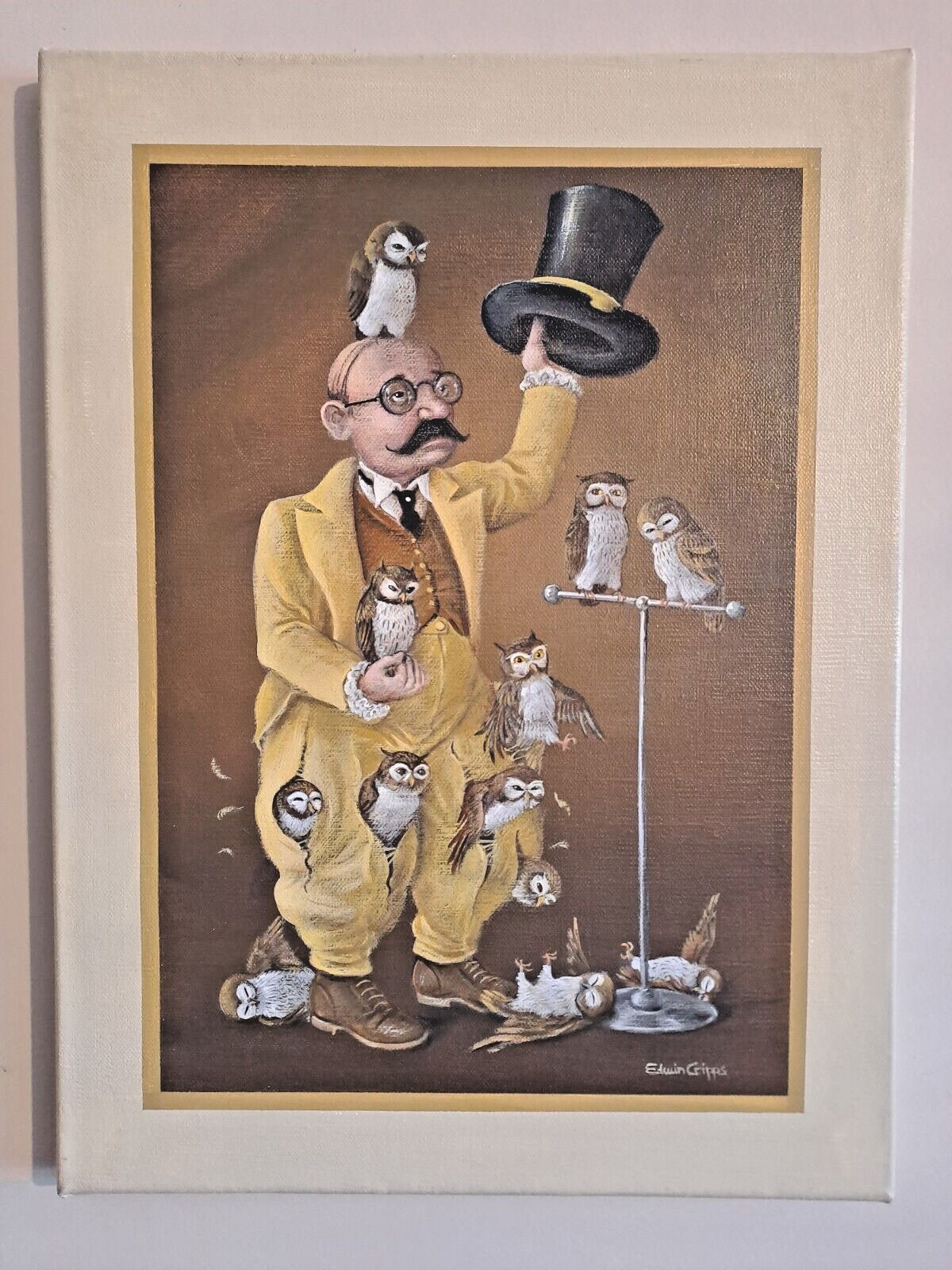 EDWIN CRIPPS Original AbsurdSurrealism "Otto Frimp And His Amazing Magical Owls"