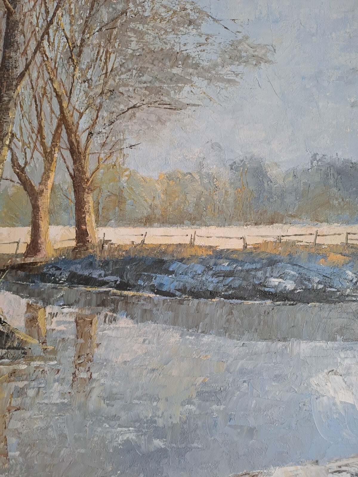 JOHN WAKE Original Oil Painting on Board "Ravenshaw Ford in Winter"