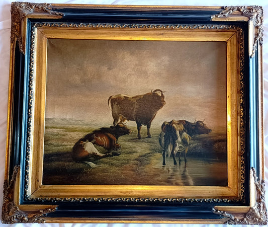 Follower of HEINRICH HARDER/THOMAS SYDNEY COOPER Oil Painting "Cattle Resting"