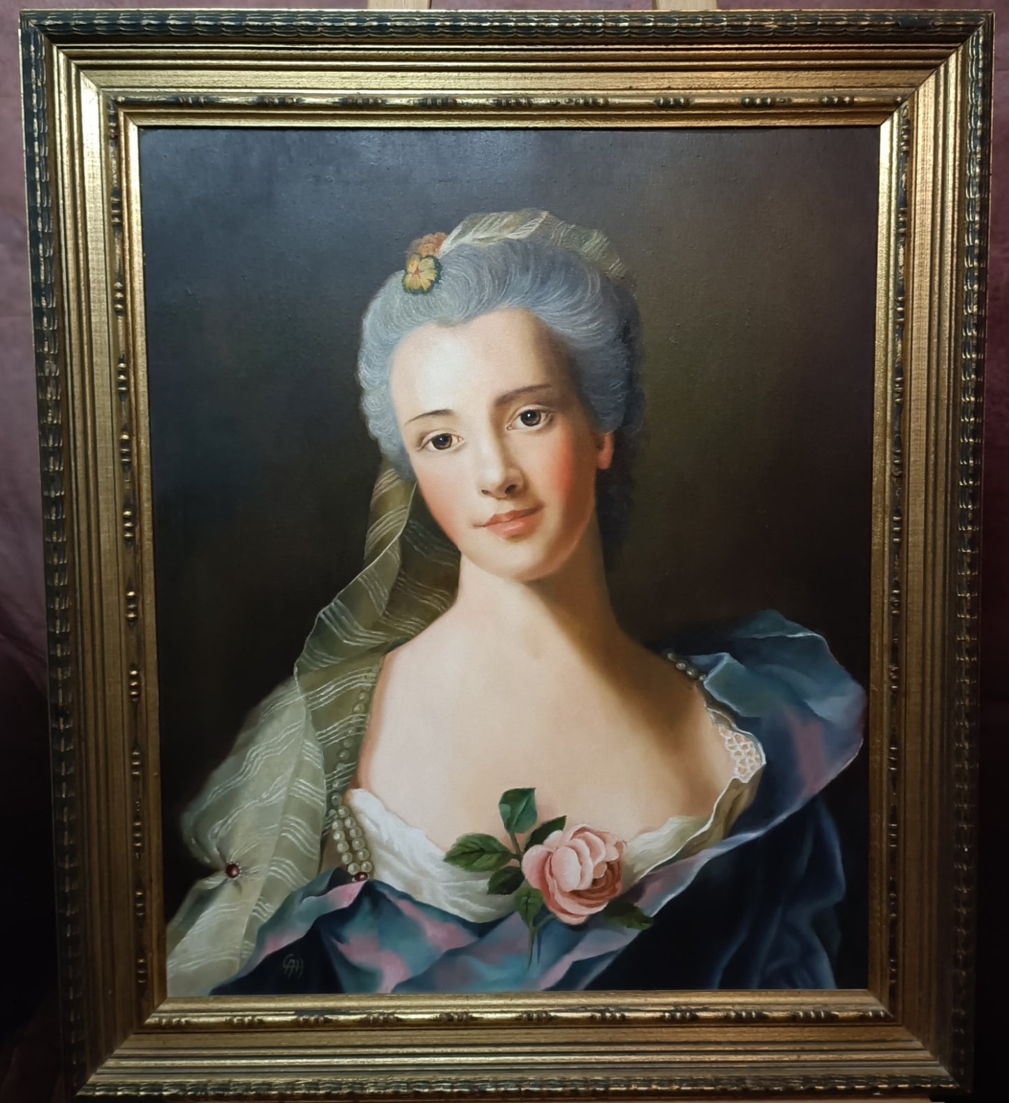 Framed Oil Painting "Manon Balletti" Reproduction after Jean-Marc Nattier