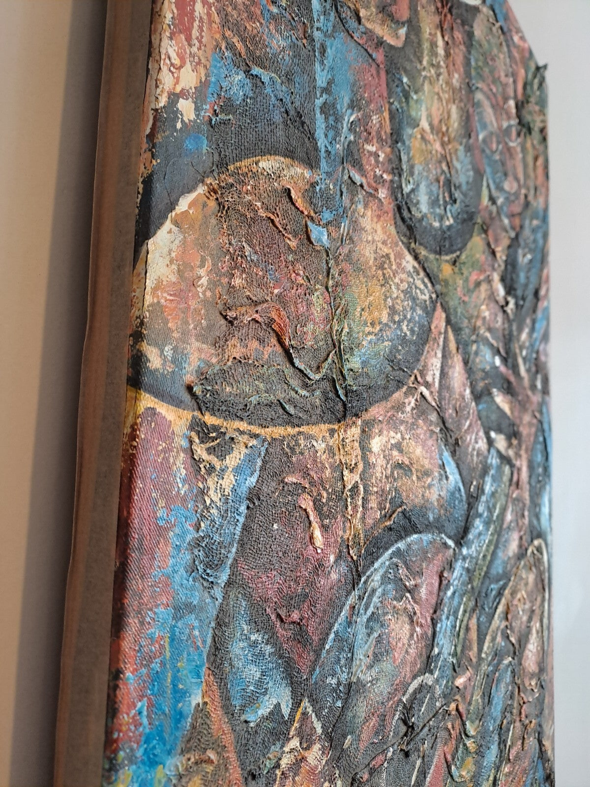 FAZENDA Original Signed Textured Artwork African Art Oil Painting, Chalk