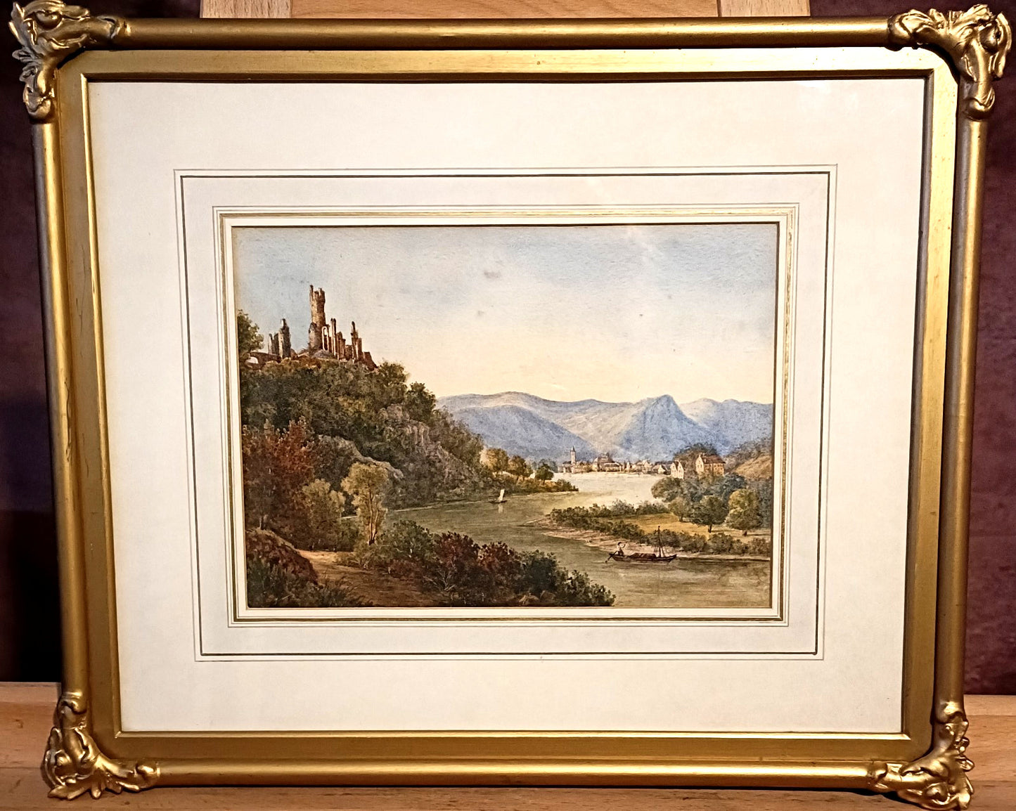 Attributed to JOHN VARLEY Framed Original Watercolour "View of the Rhine"