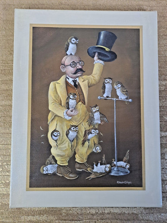EDWIN CRIPPS Original AbsurdSurrealism "Otto Frimp And His Amazing Magical Owls"