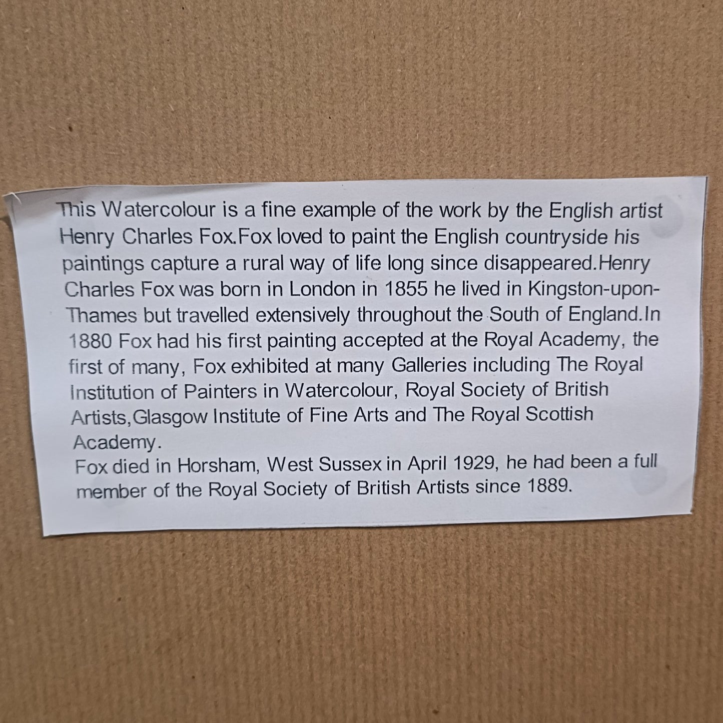 HENRY CHARLES FOX RBA (1860-1929) Signed Large Watercolour Shepherd  with Sheep