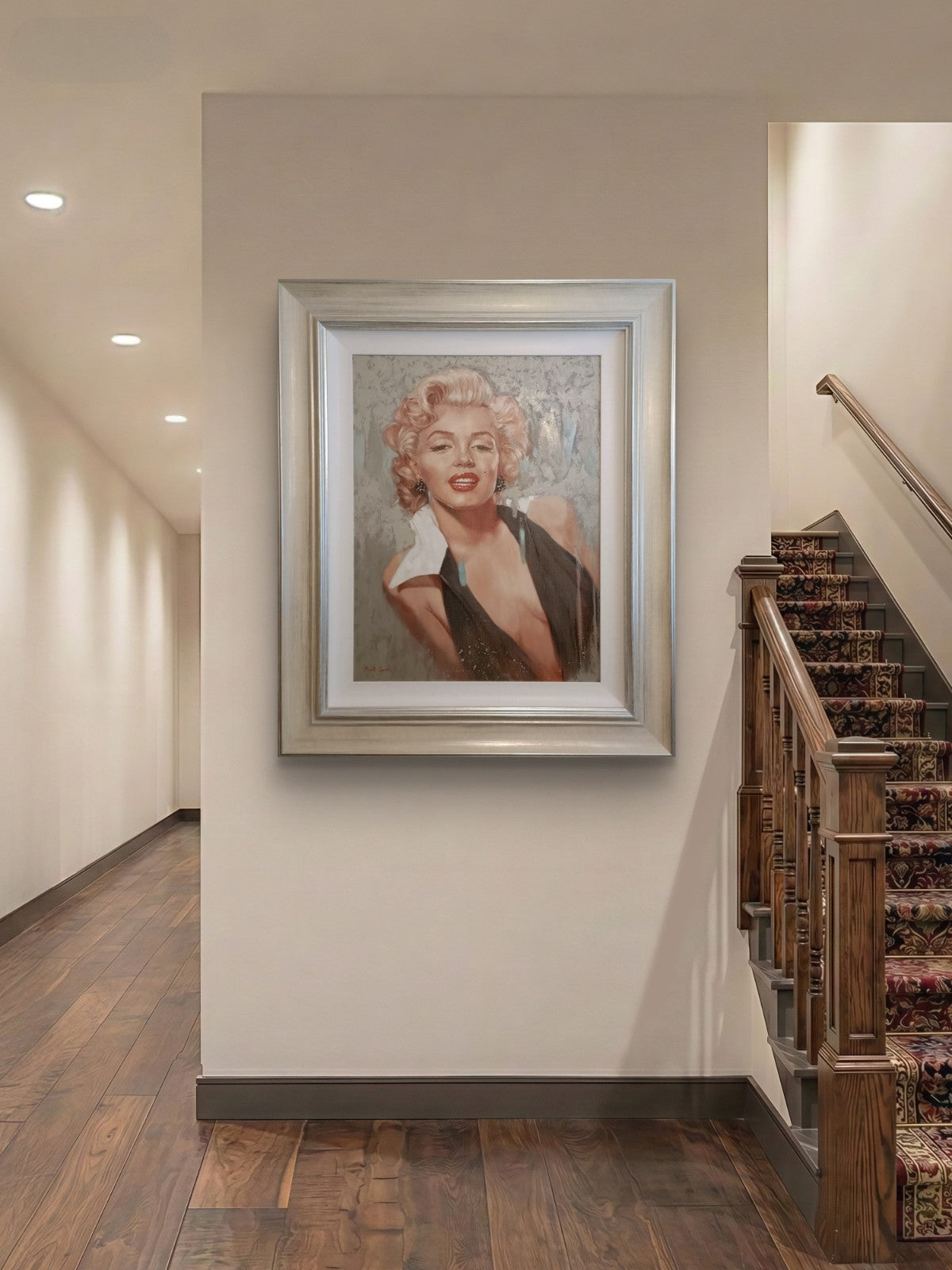 MARK SPAIN Framed Signed Original Oil painting "Marilyn In White Collar"
