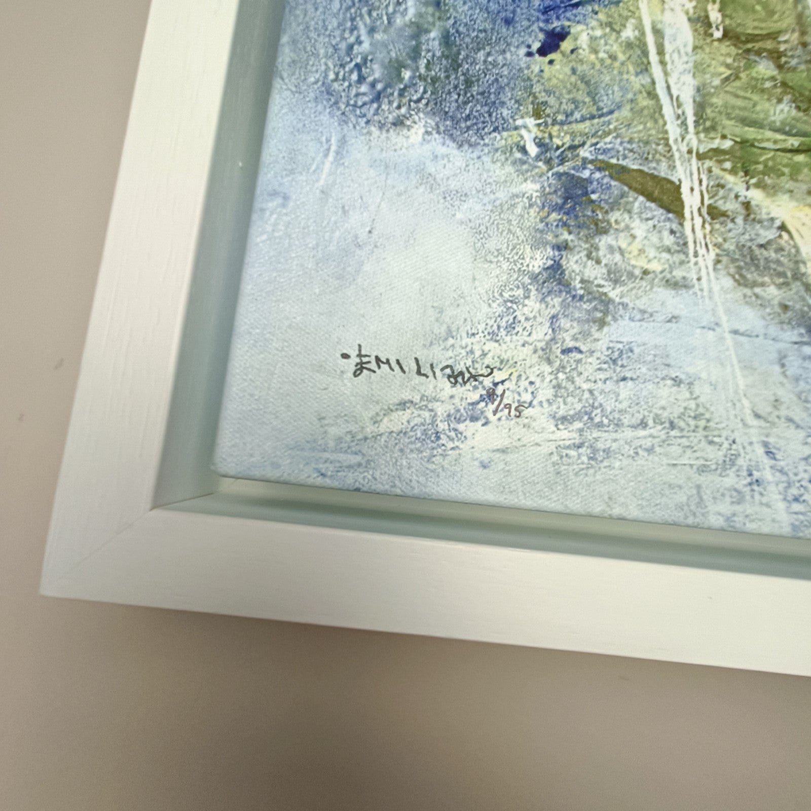 Signed framed limited edition art print "Grace And Beauty III" by Emilija Pasagic, number 9 of 95, displayed as wall decor.