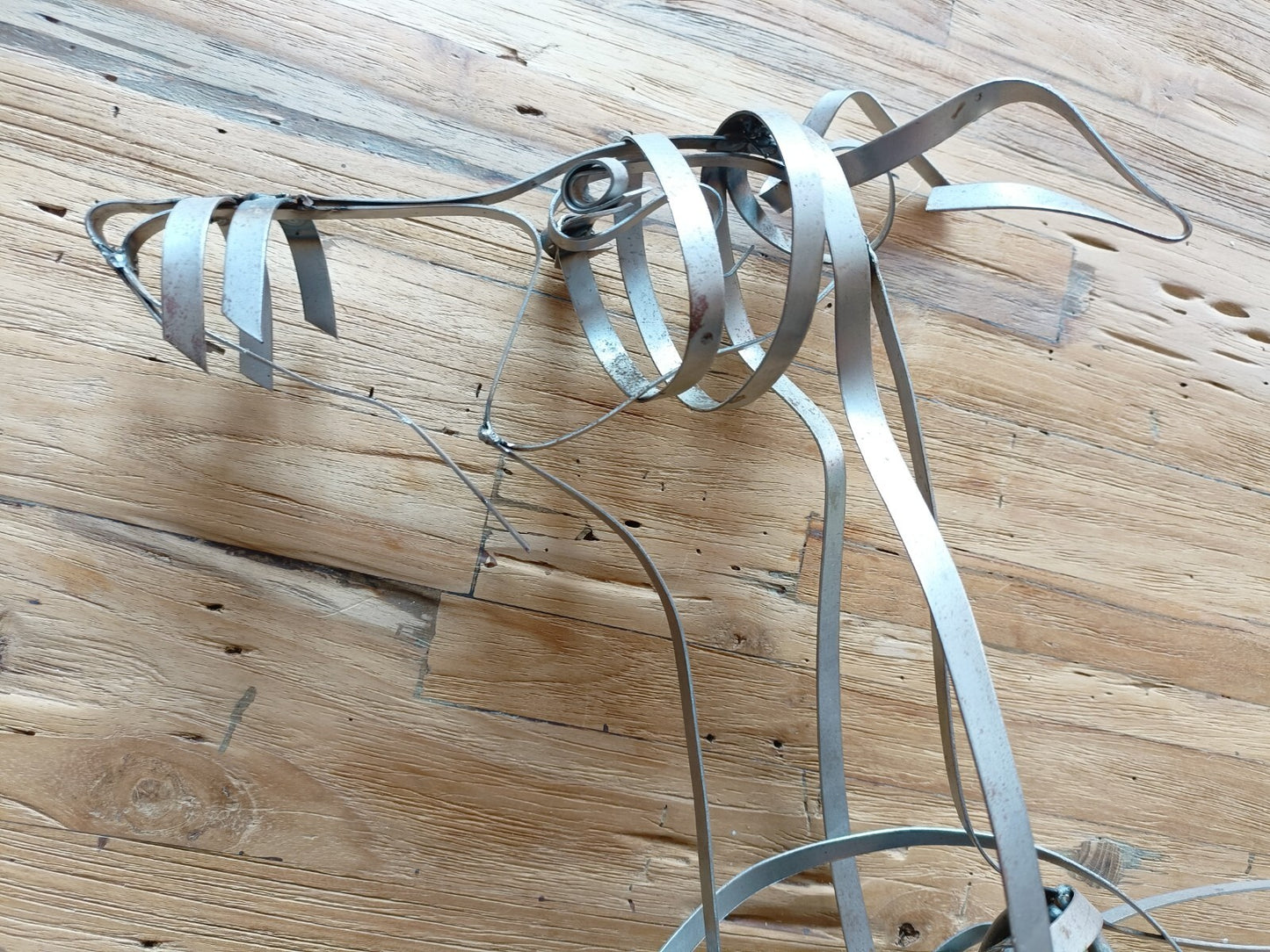 RACHEL RICKETTS Original OOAK Steel Ribbon Sculpture "Hound and Hare"