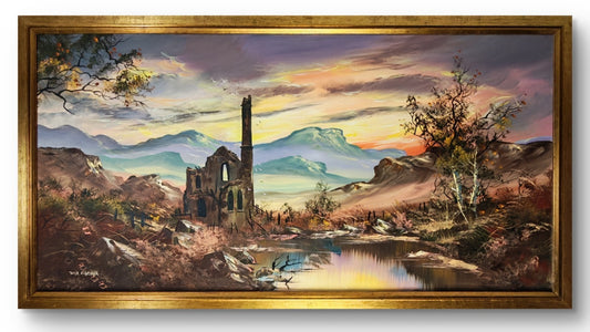 JOHN CORCORAN "Sunset Over Ruins" Signed Framed Original Acrylic on Canvas