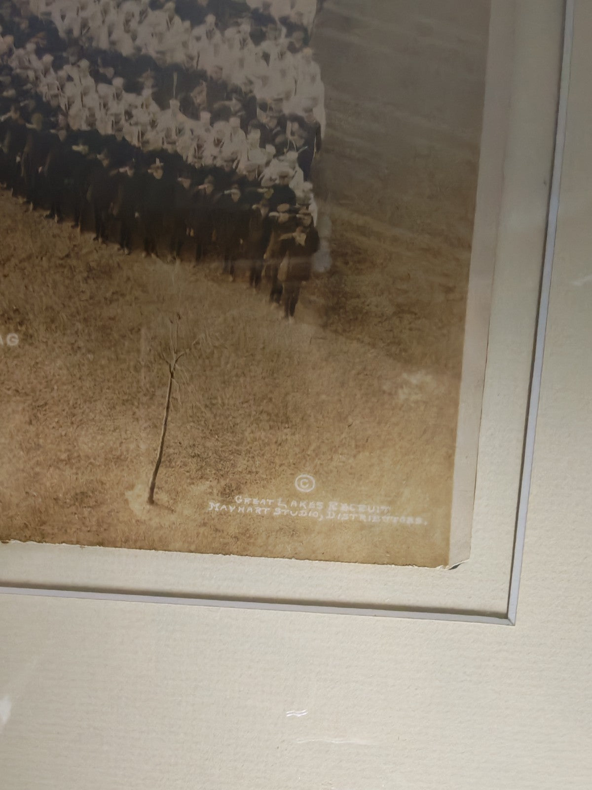 1917 WWI Living Flag Photo of 10,000 Sailors Great Lakes Naval Training Station