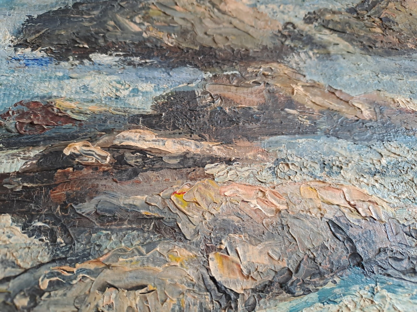 JOAN PINKHAM Vintage Seascape Oil Painting On Board "Gibralta"
