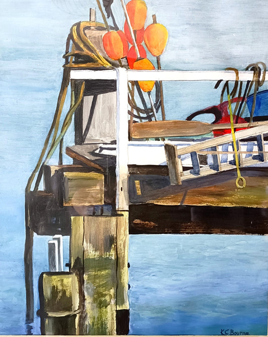 KEN C BOURNE Original Acrylic painting "Newhaven Jetty"