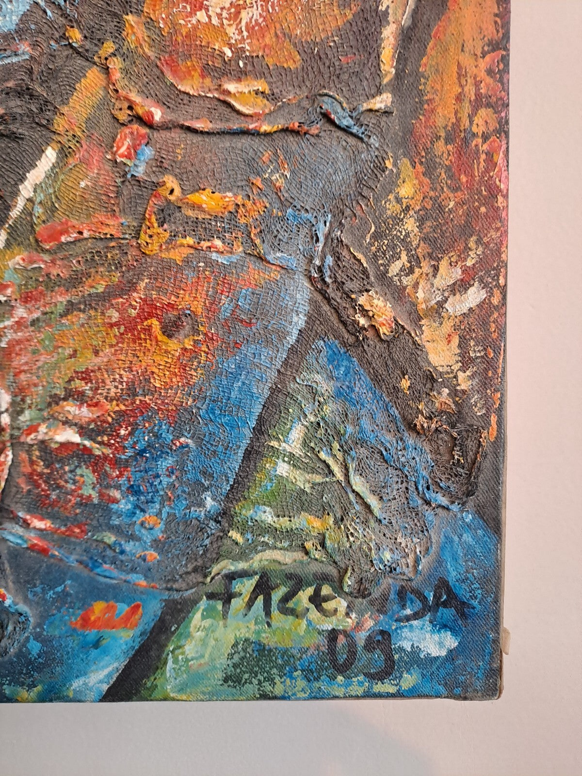 FAZENDA Original Signed Textured Artwork African Art Oil Painting, Chalk