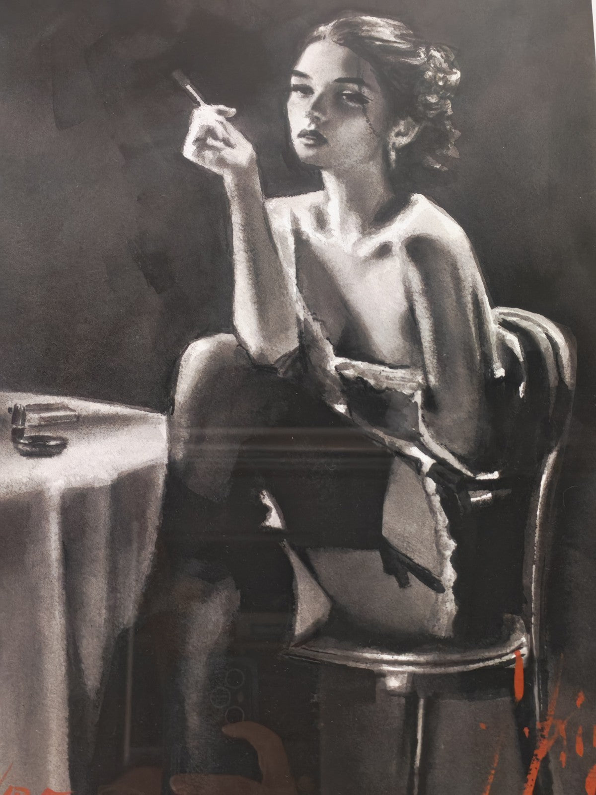 FABIAN PEREZ "Performer's Break B&W" Signed Limited Edition Print 22/195