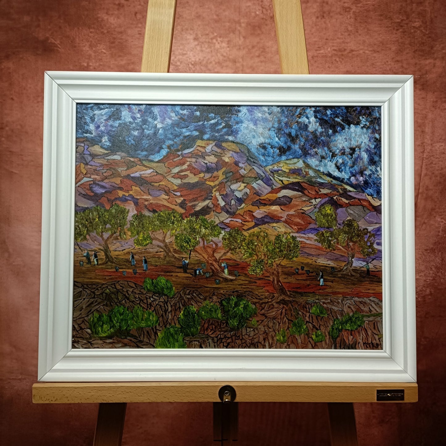 MARK REED Framed Original Oil on Board "The Olive Harvest"