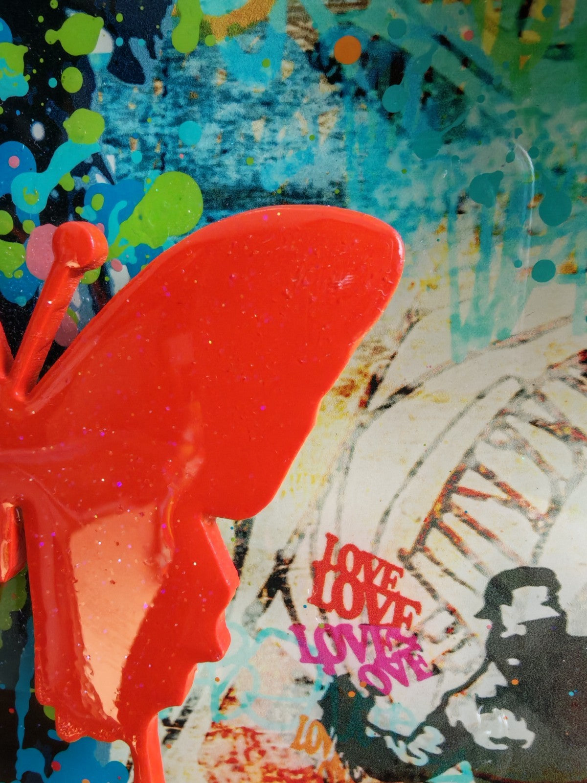 URI DUSHY  Signed Original Mixed Media On Aluminium Panel, "Love V"