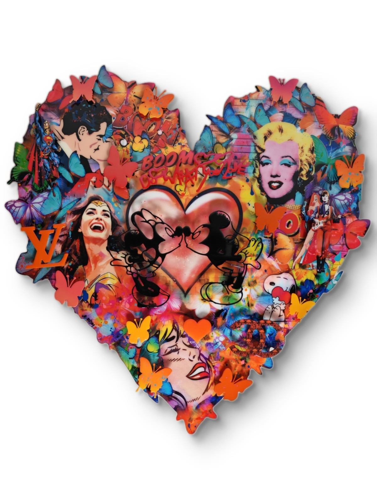 URI DUSHY "Iconic Heart" Large Signed Original Mixed Media