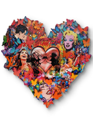 URI DUSHY "Iconic Heart" Large Signed Original Mixed Media