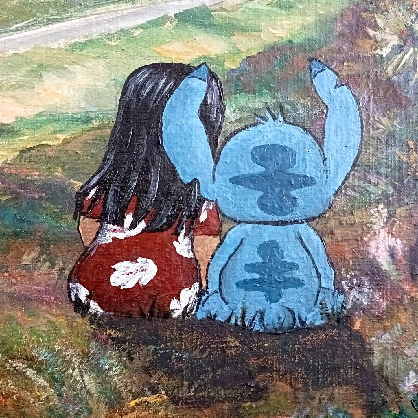 REDFORD/STRECKER Large Original Altered Art - Lilo and Stitch Fan Art