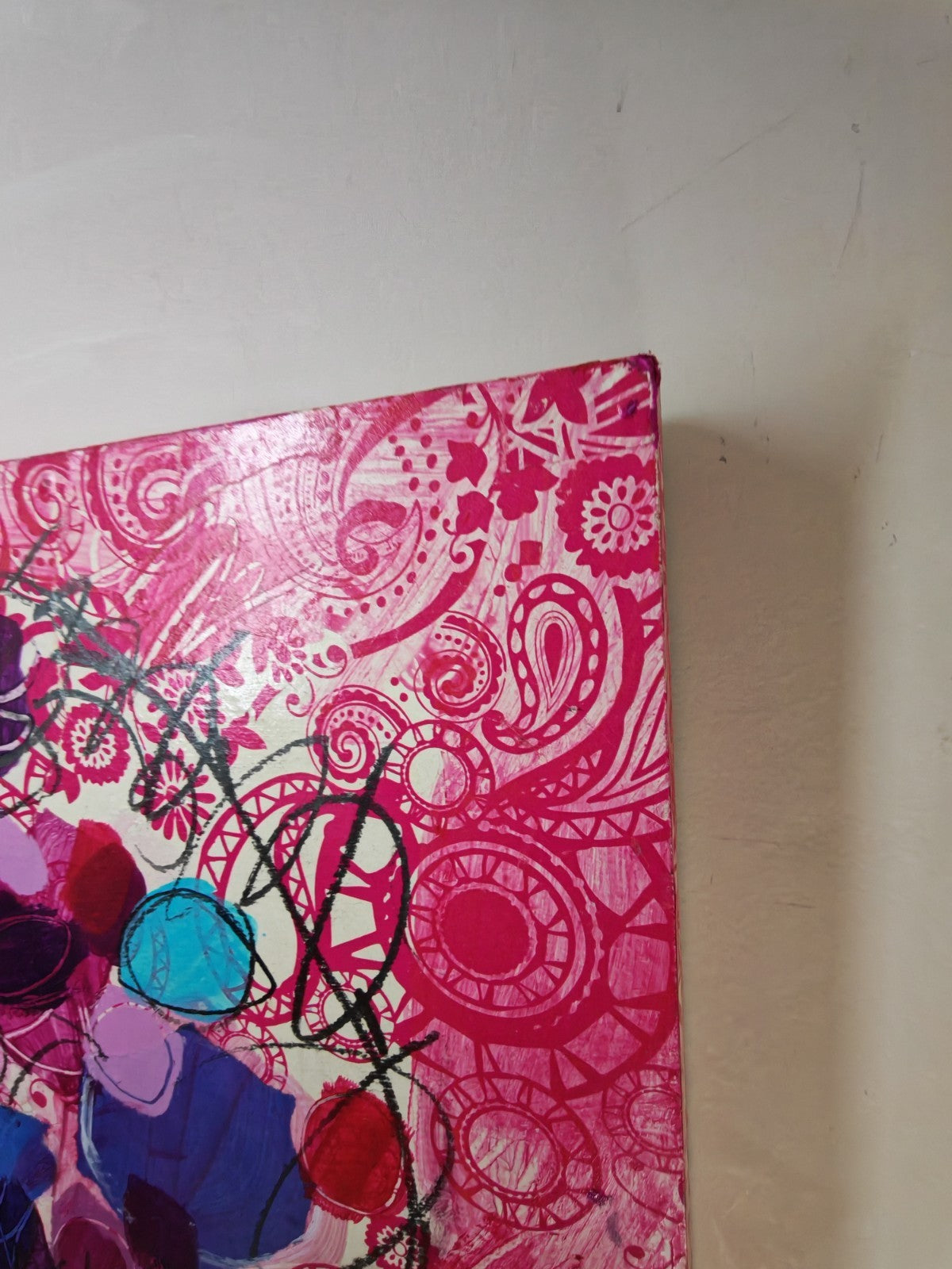 INES SZAMREY "Paper Flowers No. 6" Signed Original Mixed Media on Board