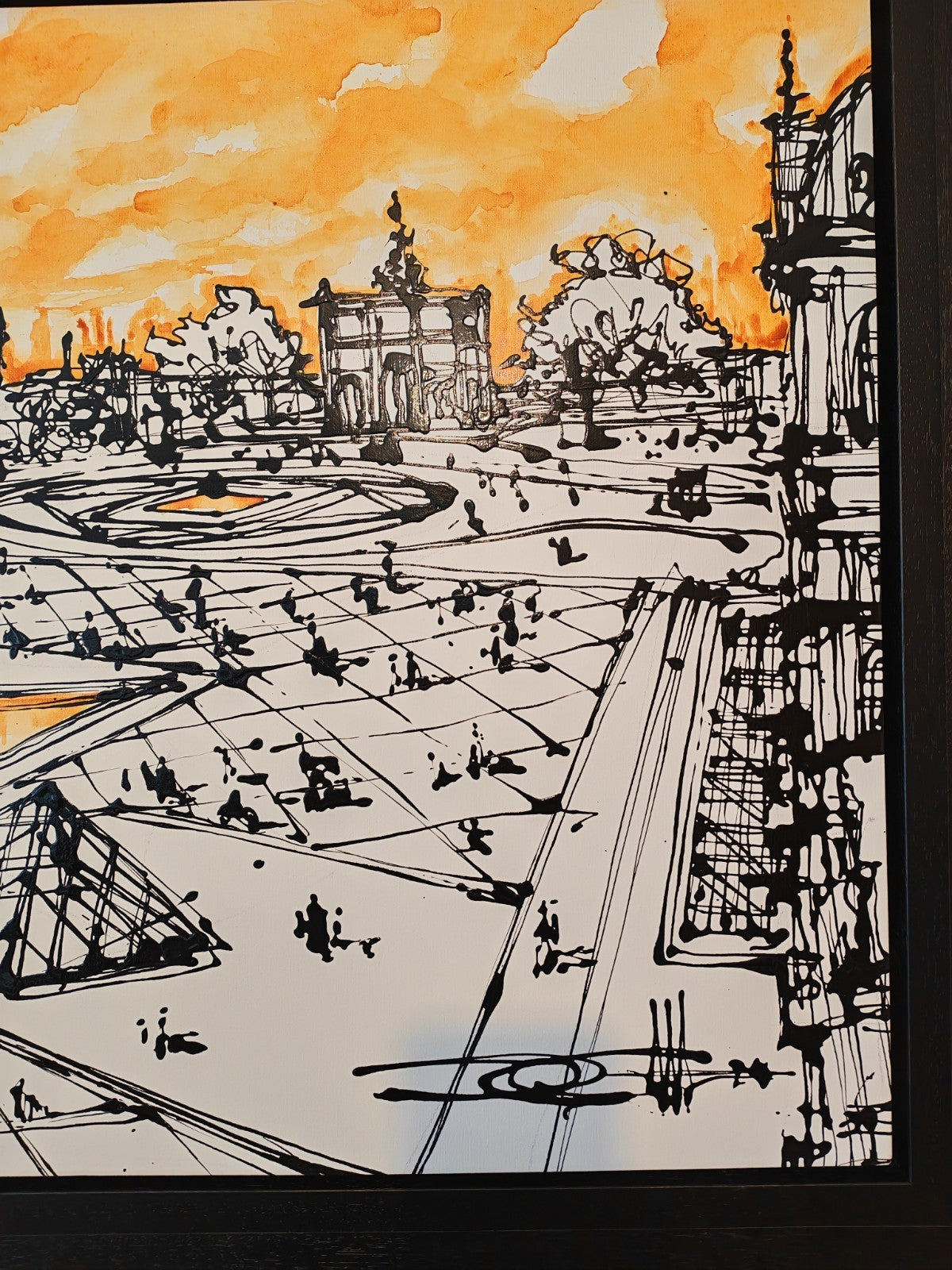 INGO "Au Coeur de Louvre" Large Signed Framed Original Mixed Media on Canvas
