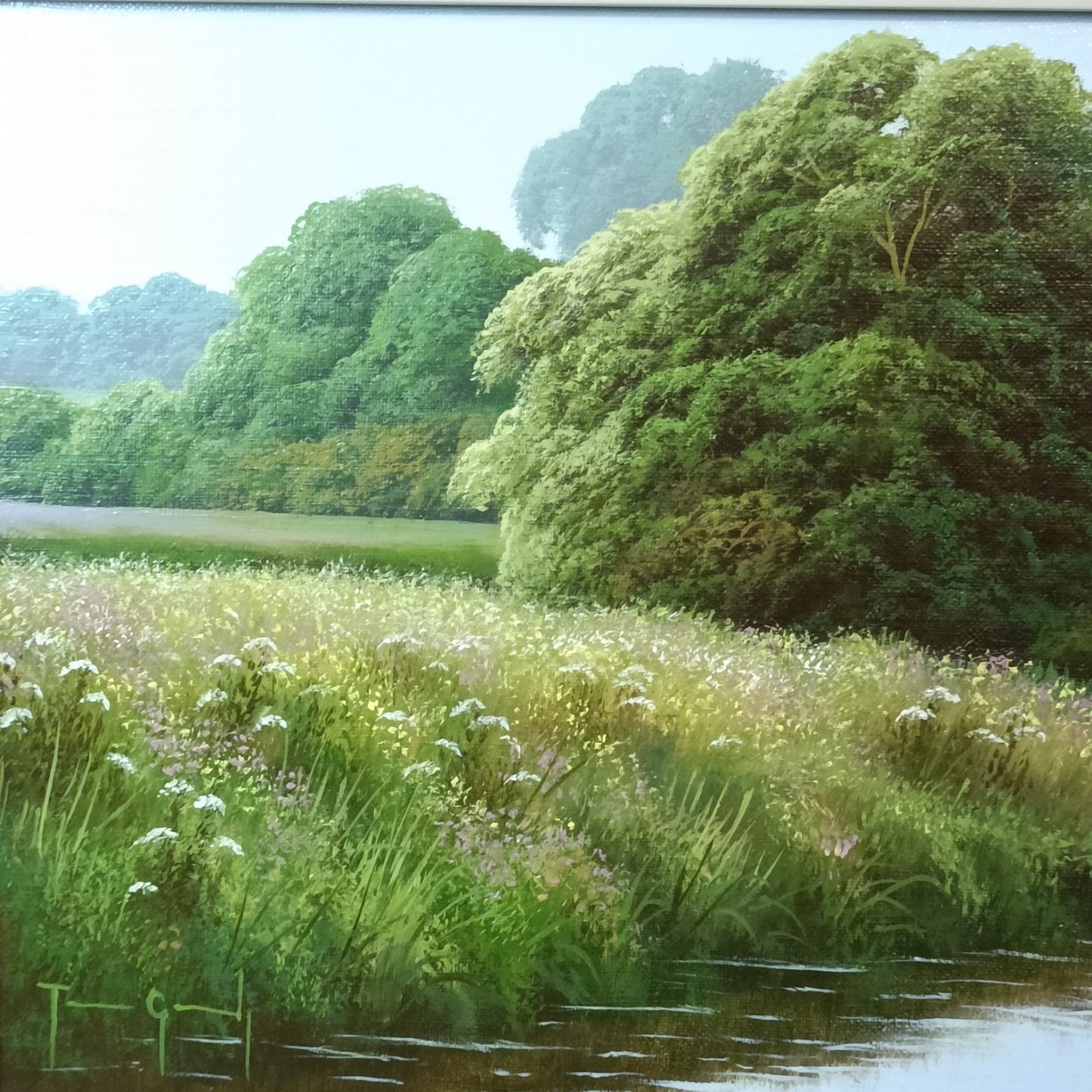 TERENCE GRUNDY (1956-2023) Framed Oil Painting "Sheep Grazing"