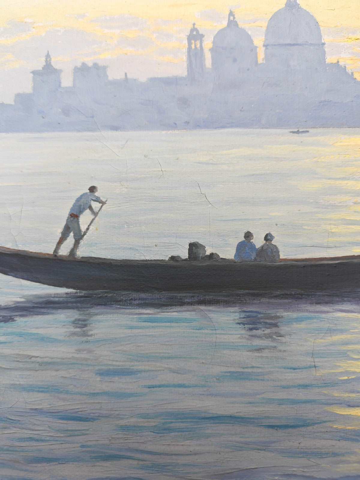 Attributed to WILLEM WELTERS Original Oil on Board "Gondola at sunset, Venice"