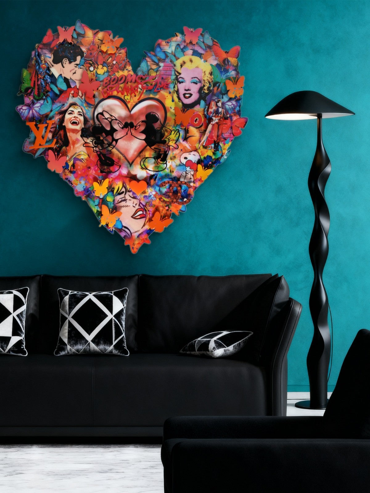 URI DUSHY "Iconic Heart" Large Signed Original Mixed Media