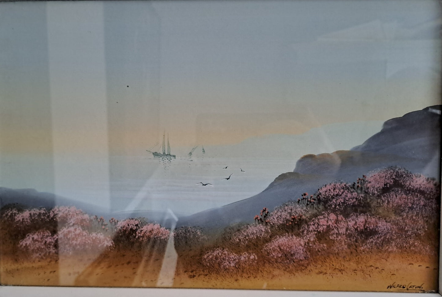 WILFRED CATON Signed Original Gouache Watercolour Heather Landscape