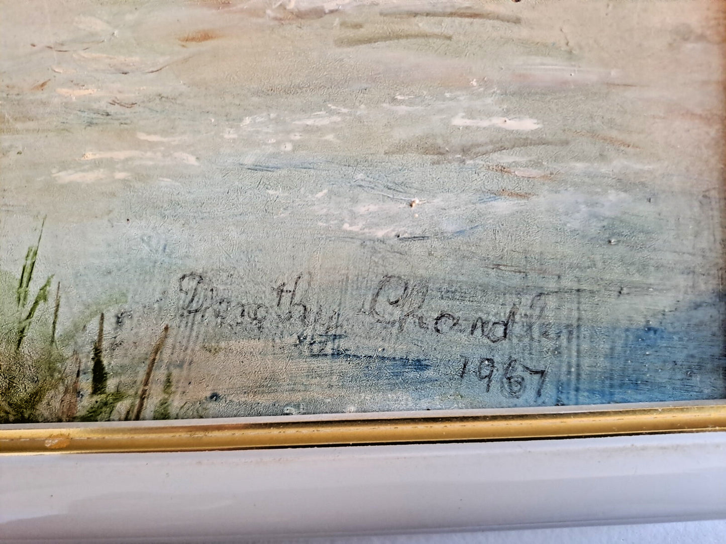 DOROTHY CHANDLER 1967 Painting Oil on Board Highland Lake