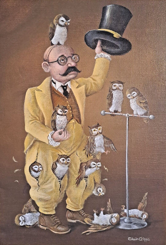 EDWIN CRIPPS Original AbsurdSurrealism "Otto Frimp And His Amazing Magical Owls"