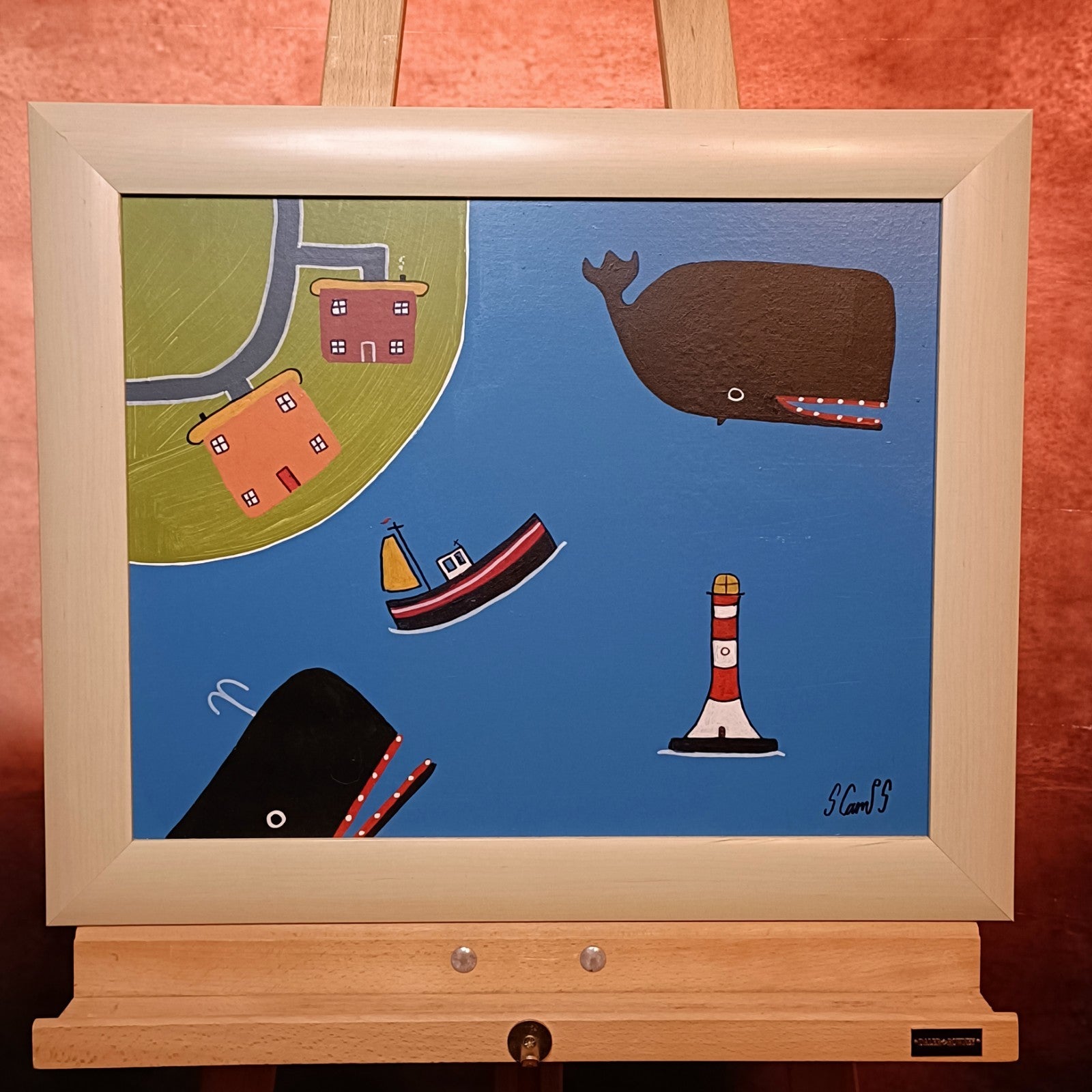 STEVE CAMPS (b.1957) - Original Oil Painting "Race to the Fish" - Curated Treasures