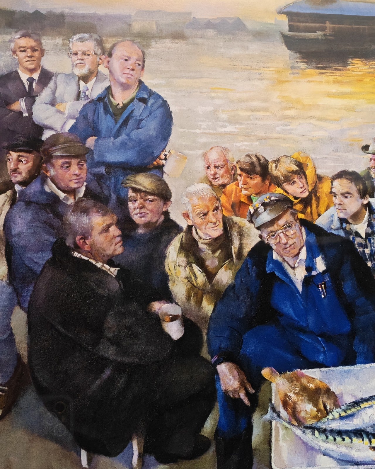 Signed framed limited edition print of Robert Lenkiewicz's "Barbican Fishermen 2000," number 3 of 20 from Curated Treasures.
