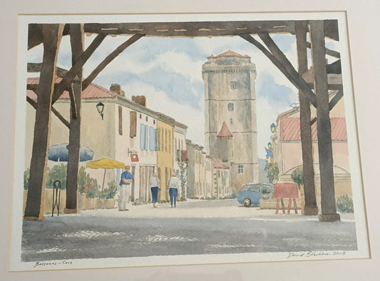 DAVID BLACKBURN Original Watercolour Painting Bassoues - Gers