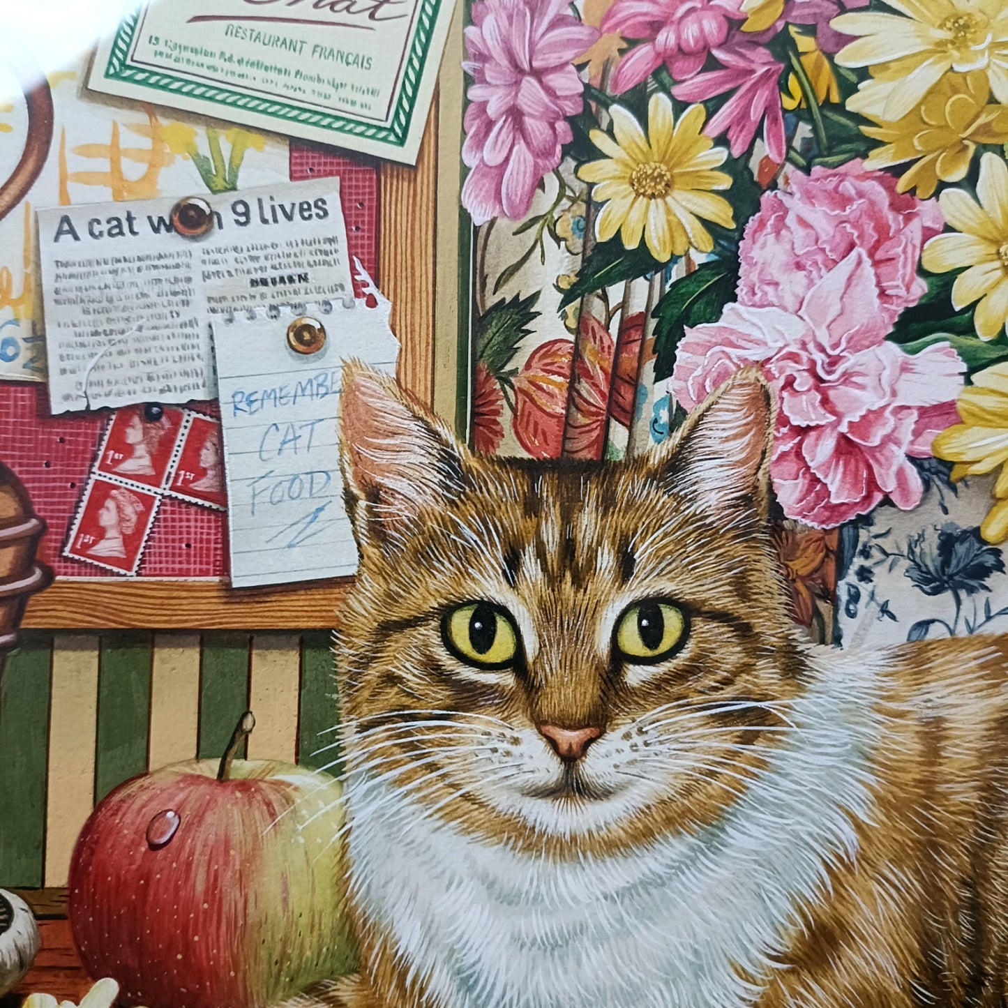 Geoff Tristram Original Gouache painting "Cat in the kitchen"