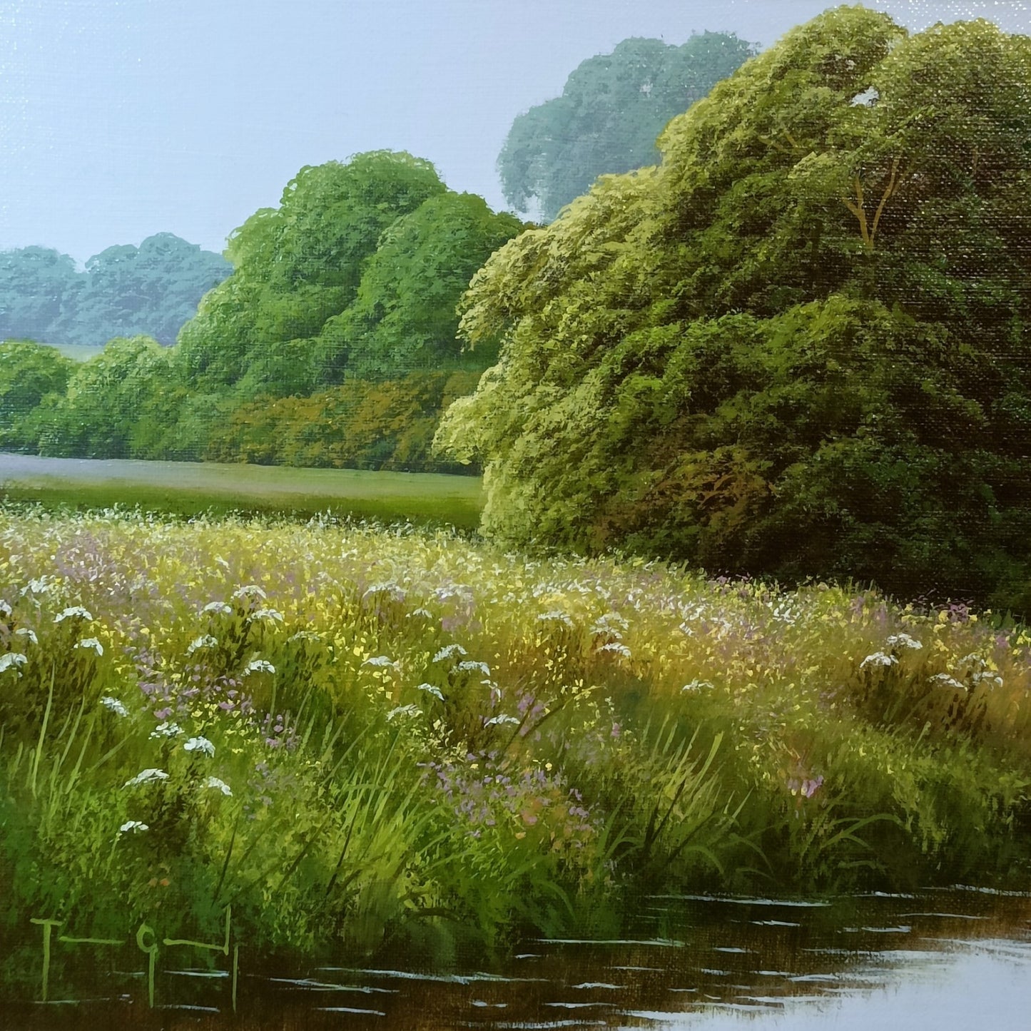 TERENCE GRUNDY (1956-2023) Framed Oil Painting "Sheep Grazing"