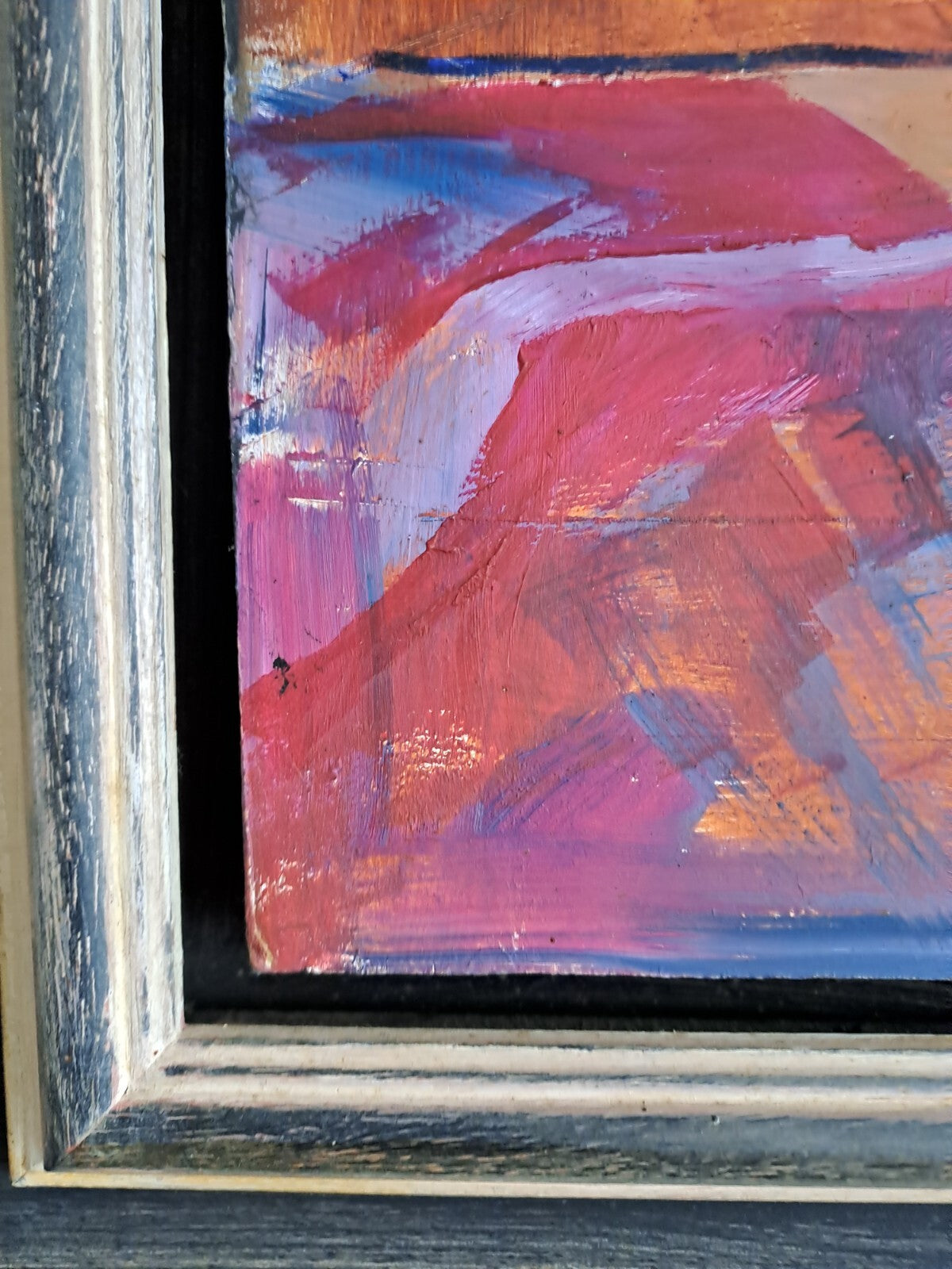 Abstract Female Nude, British Contemporary. Original Painting on Board, Framed.